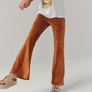 Ghanda Hendrix Brown Velour Cord Pull On Flare Pants S Festival  Boho